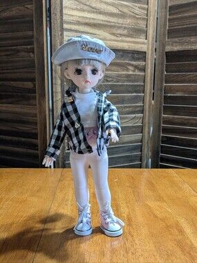 UCanaan 1/6 BJD Doll 12" Full Set Plaid Jacket & Love Cap
